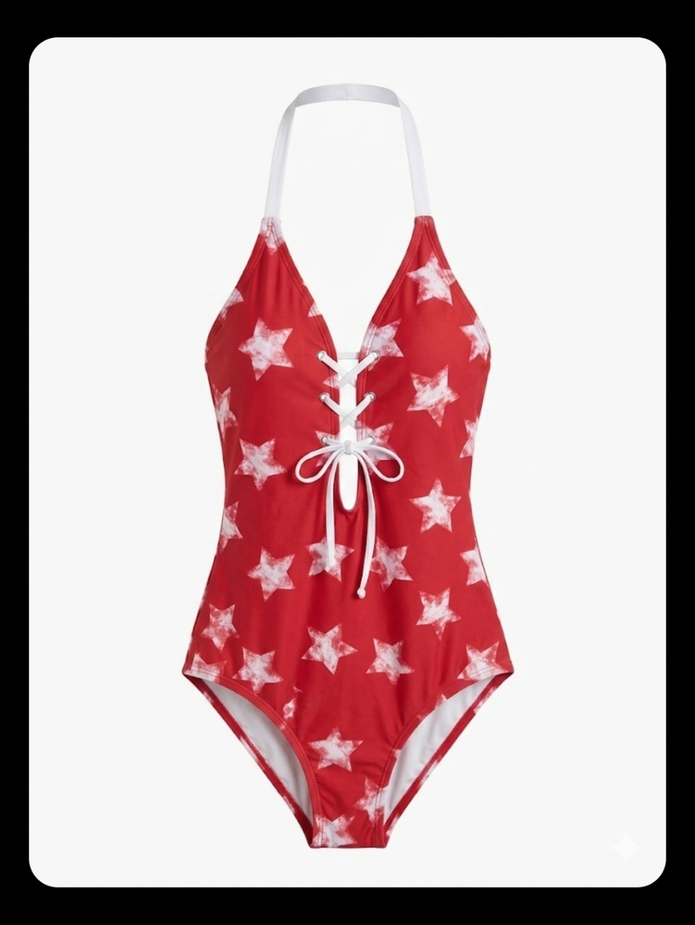 Social Angel Red Star Lace-Up One-Piece Swimsuit, NWT - Picture 2 of 2